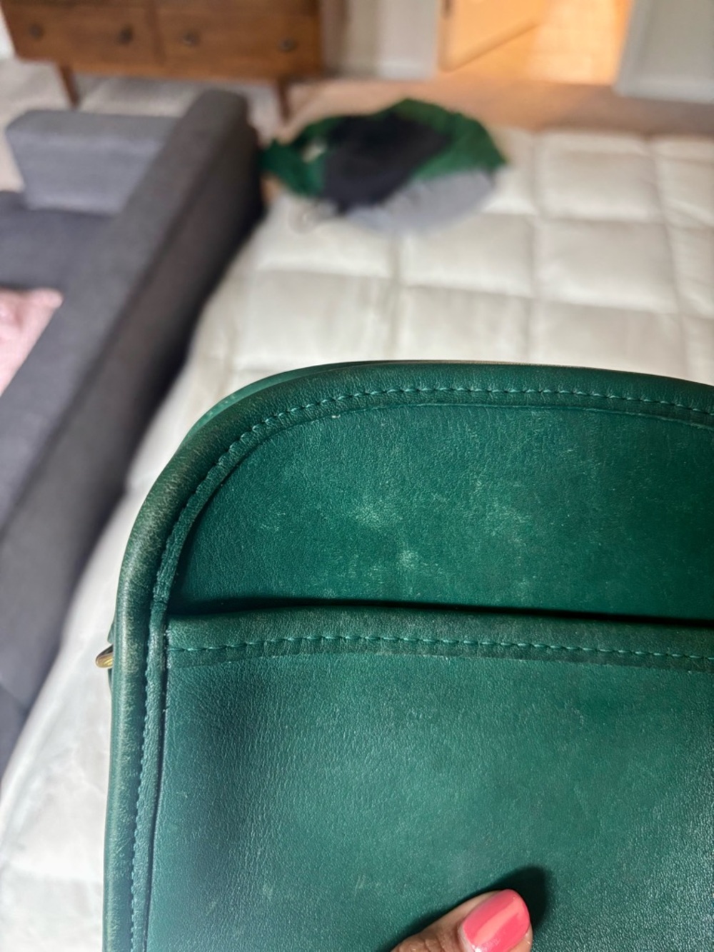 Vintage Coach Teal Leather Crossbody Bag - Picture 5 of 8